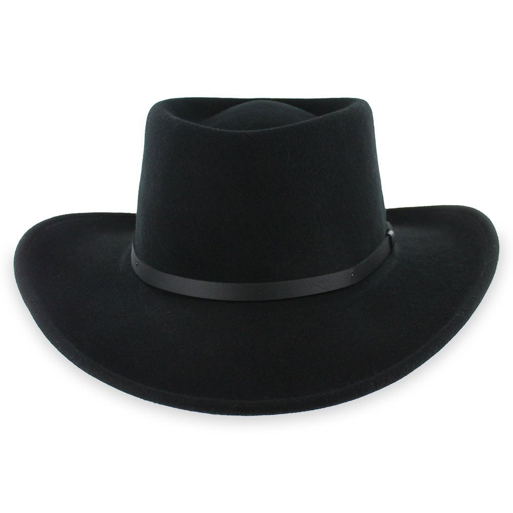 Flower Wool Felt Gambler Hat AJ589F Black - Fit Rite Fashions